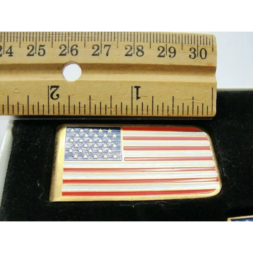 Patriotic Money Clip Keychain American Flag Stars and Stripes Red White Blue